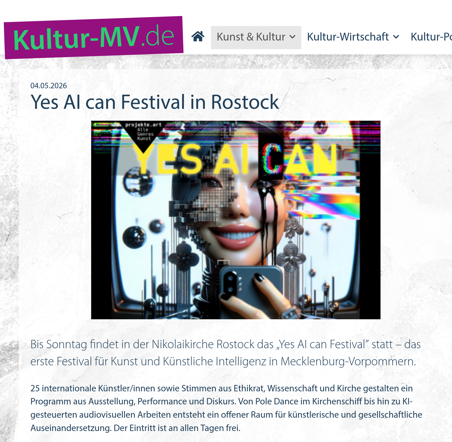 Kultur MV article about YES AI CAN